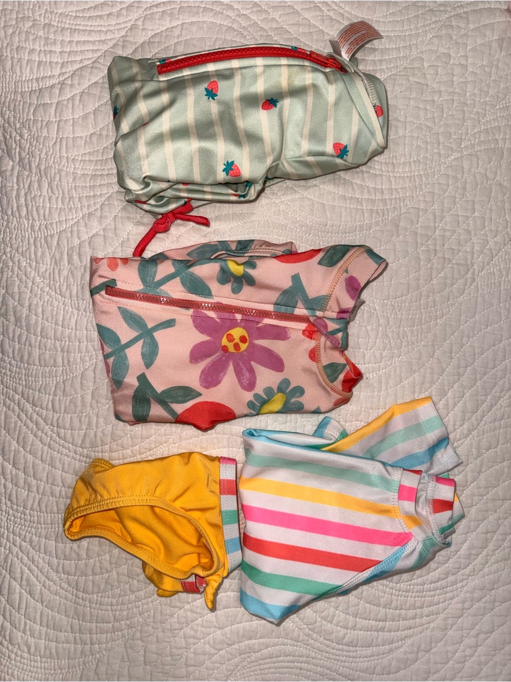Girls Swimwear BUNDLE - Multicolor Stripes, Yellow & Floral 18M